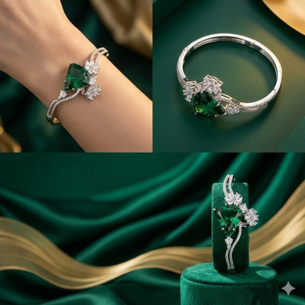 The Emerald Bloom Zircon Bangle - Image 3