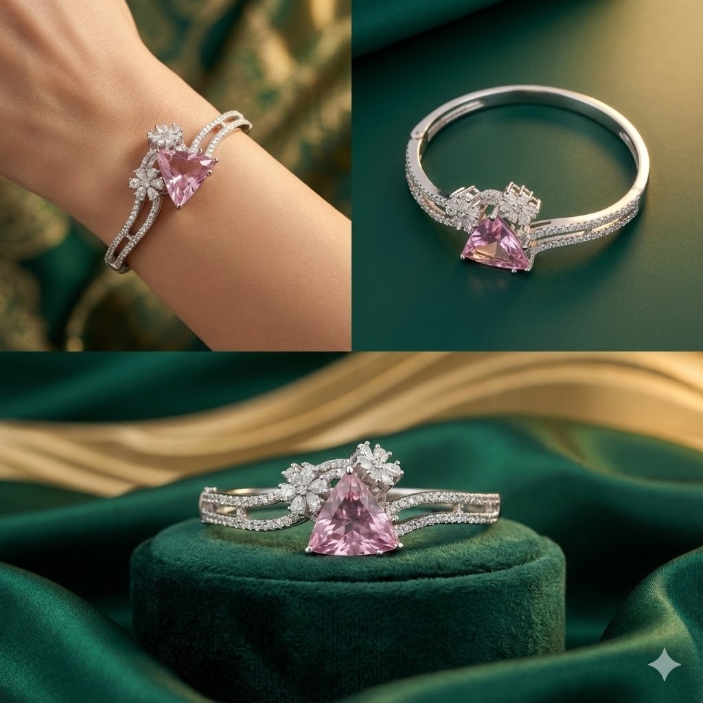 The Blushing Bloom Zircon Bangle - Image 2