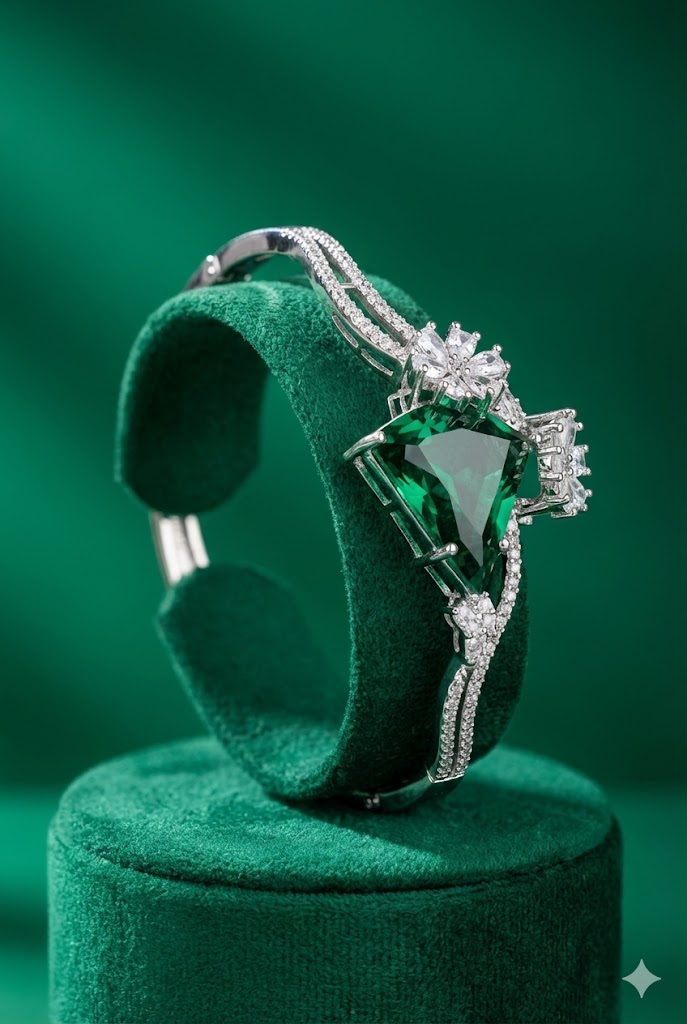 The Emerald Bloom Zircon Bangle