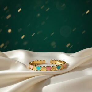 The Golden Pastel Heart Open Cuff