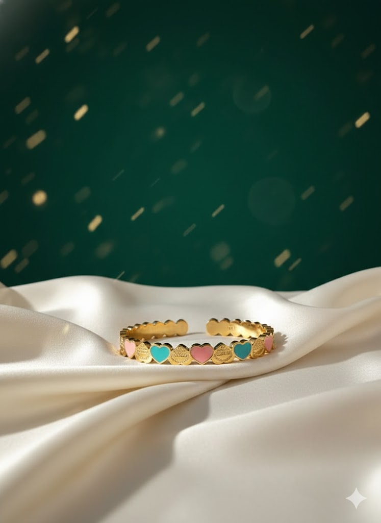 The Golden Pastel Heart Open Cuff