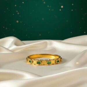The Golden Antique Emerald Row Bangle