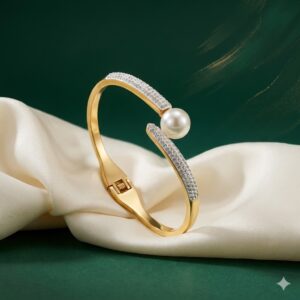 The Golden Pearl & Pave Wrap Bangle