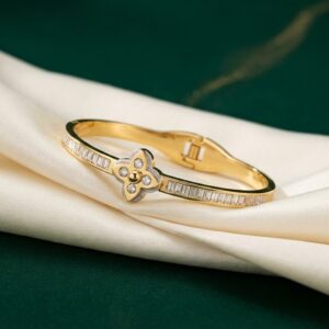 The Golden Clover Baguette Crystal Cuff