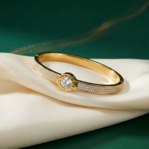 The Golden Roman Solitaire Pave Cuff